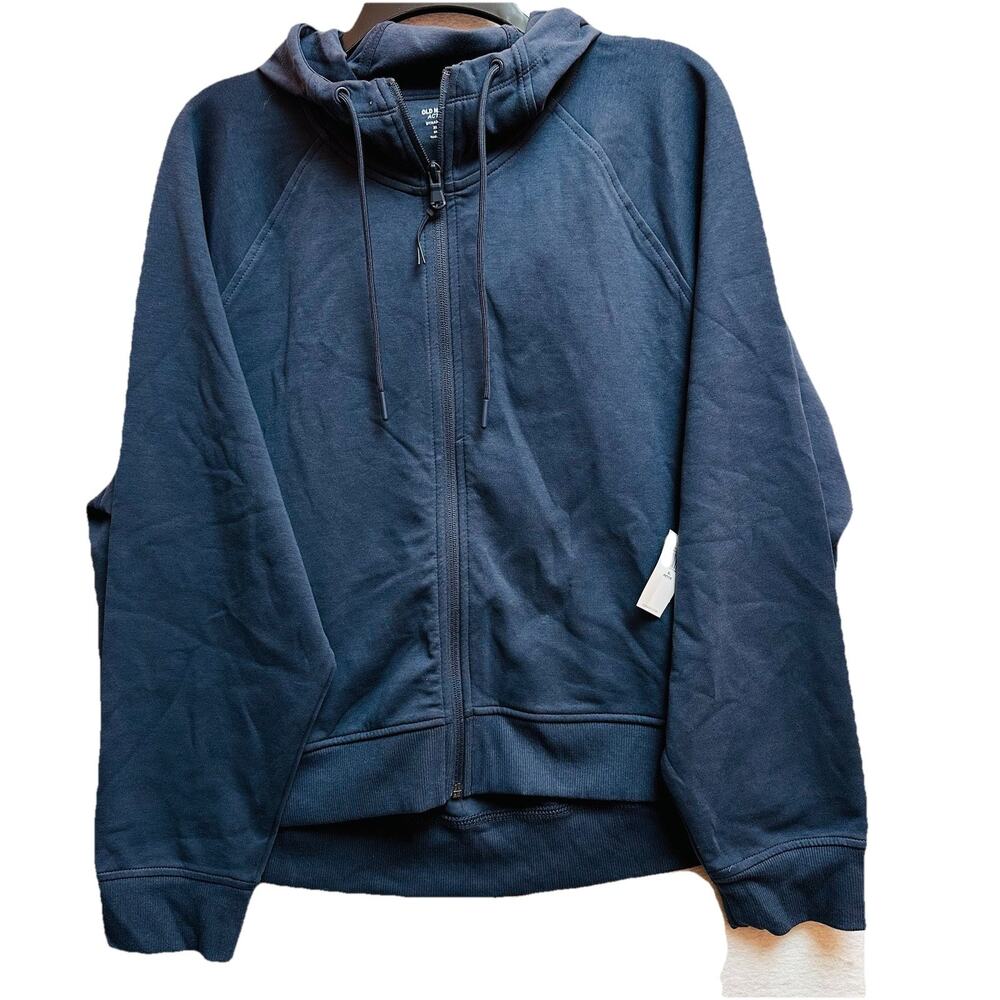 Old Navy Hoodie Jacket XL PETITE Womans Navy Blue Dynamic Fleece Full Zip NEW